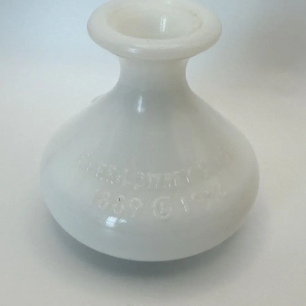 Carr-Lowrey Glass Salesman Sample Cosmo Expo 2 Promotional Milk Glass Bottle '74